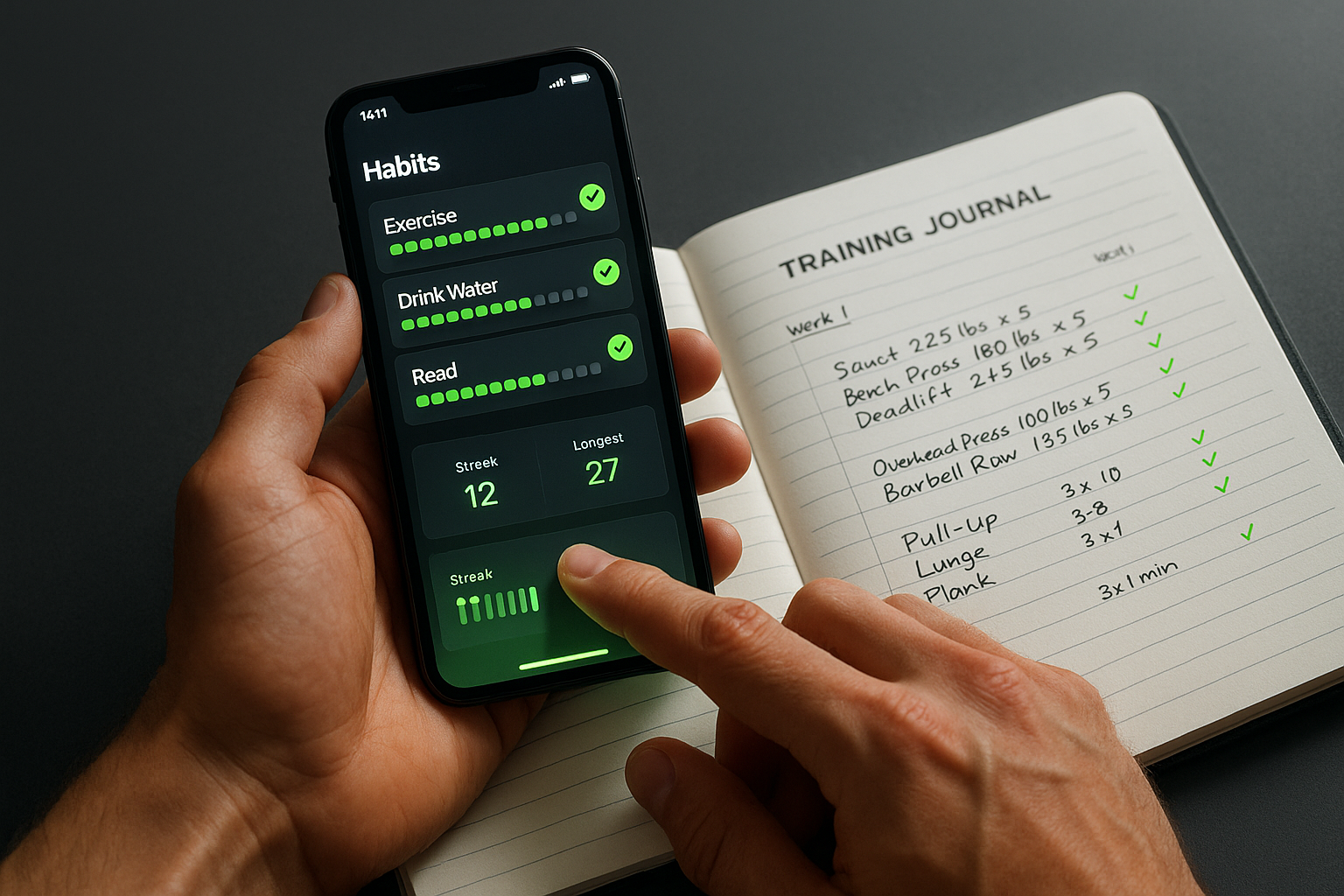 Habit tracking app and progress monitoring